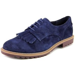 Clarks Griffin Mabel Navy Suede Kiltie Oxfords